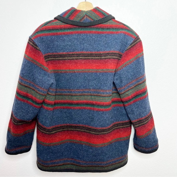 Woolrich Vintage 90's Striped Wool Button Front Blanket Coat - Picture 2 of 8